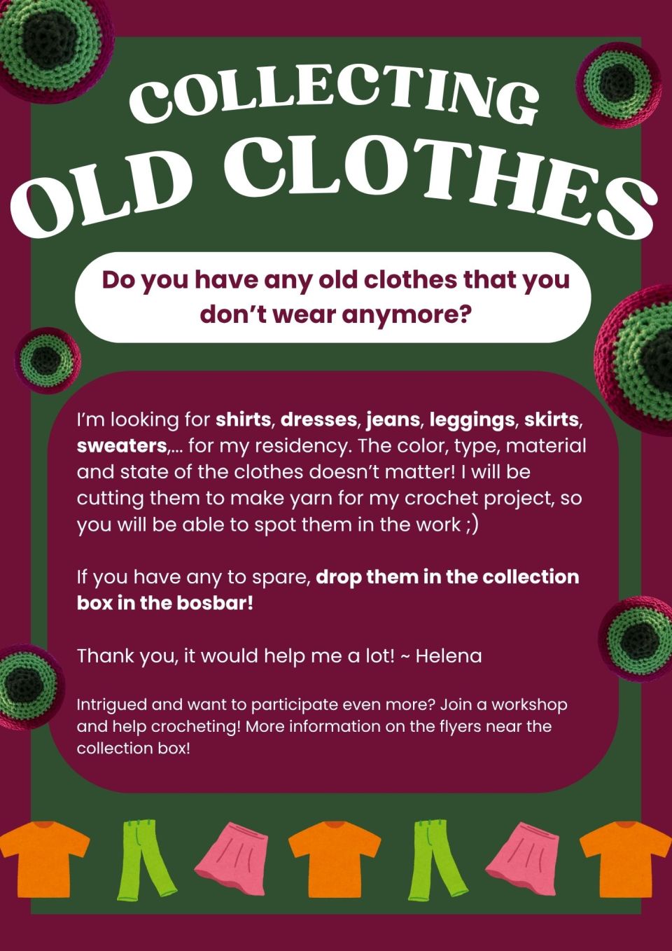 Oude kleren inzamelen poster